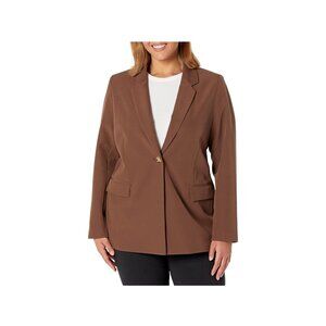 The Drop Womens Brown Blazer 3X Single Button Closure